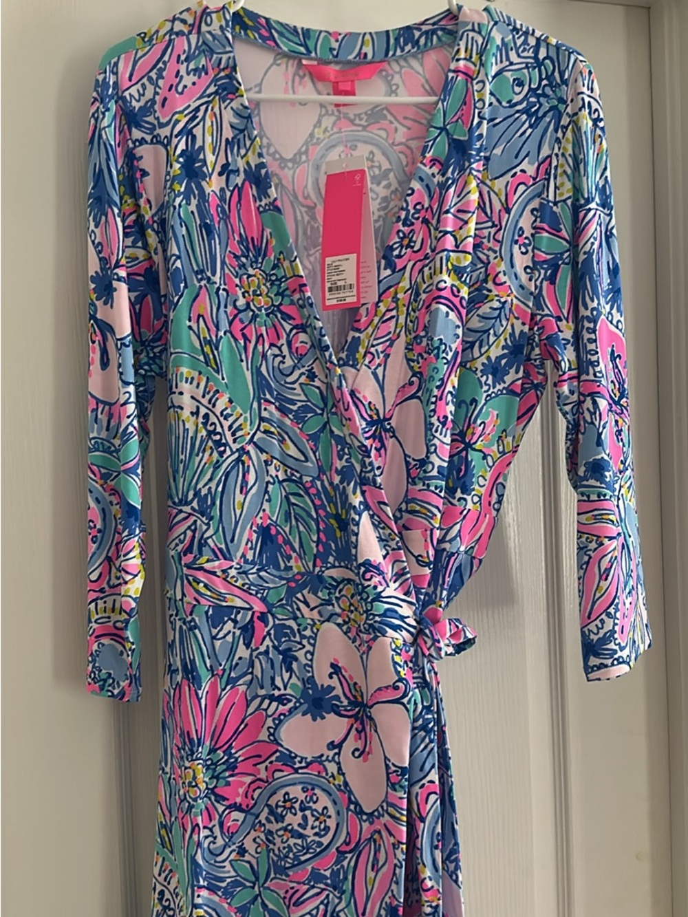 Lilly Pulitzer Multicolor Floral Wrap Romper — Pink, Blue & Green